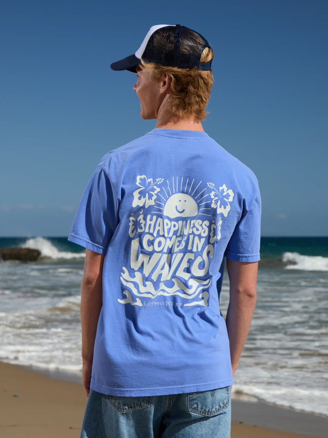 Happiness Comes in Waves T-Shirt - Ocean Blue - Image 6