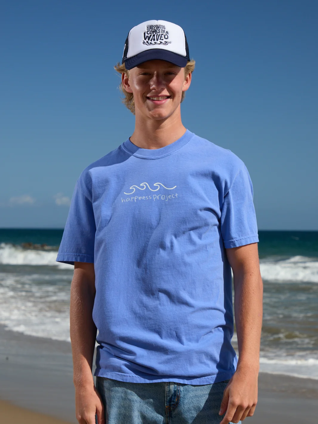 Happiness Comes in Waves T-Shirt - Ocean Blue - Image 7