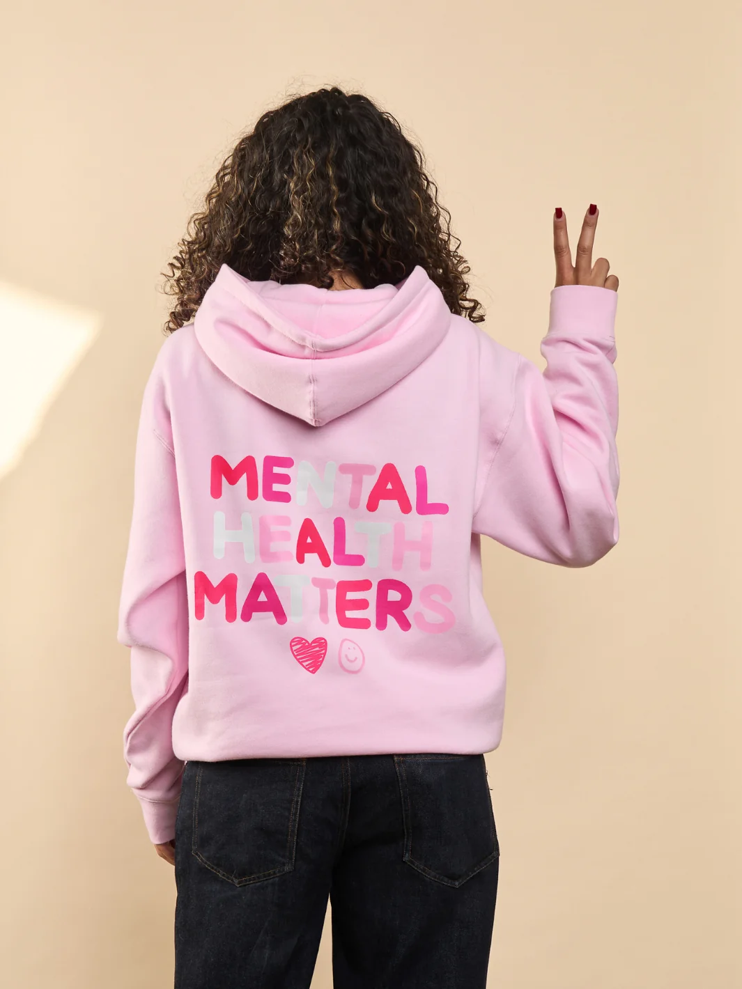 Mental Health Matters Heart Hoodie - Pink - Image 2